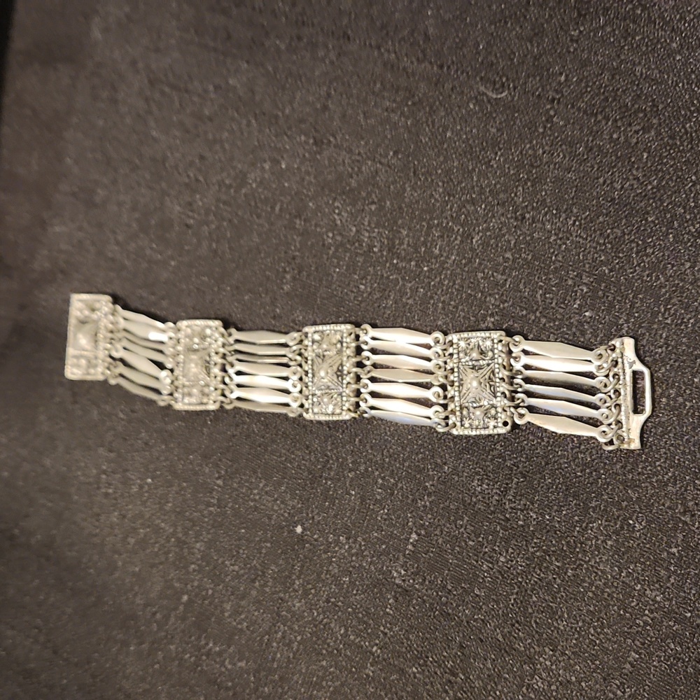 BEAUTIFUL VINTAGE TAXCO STERLING SILVER SECTIONAL BRACELET